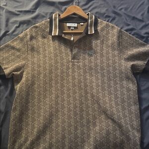 Lacoste Men's Tan Patterned Polo Shirt